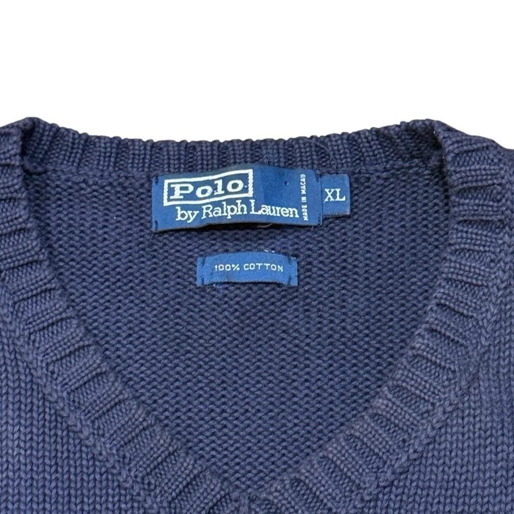 Vintage Polo Ralph Lauren Chunky Knit Heavy Cotton Pony Vest Men’s Sz XL